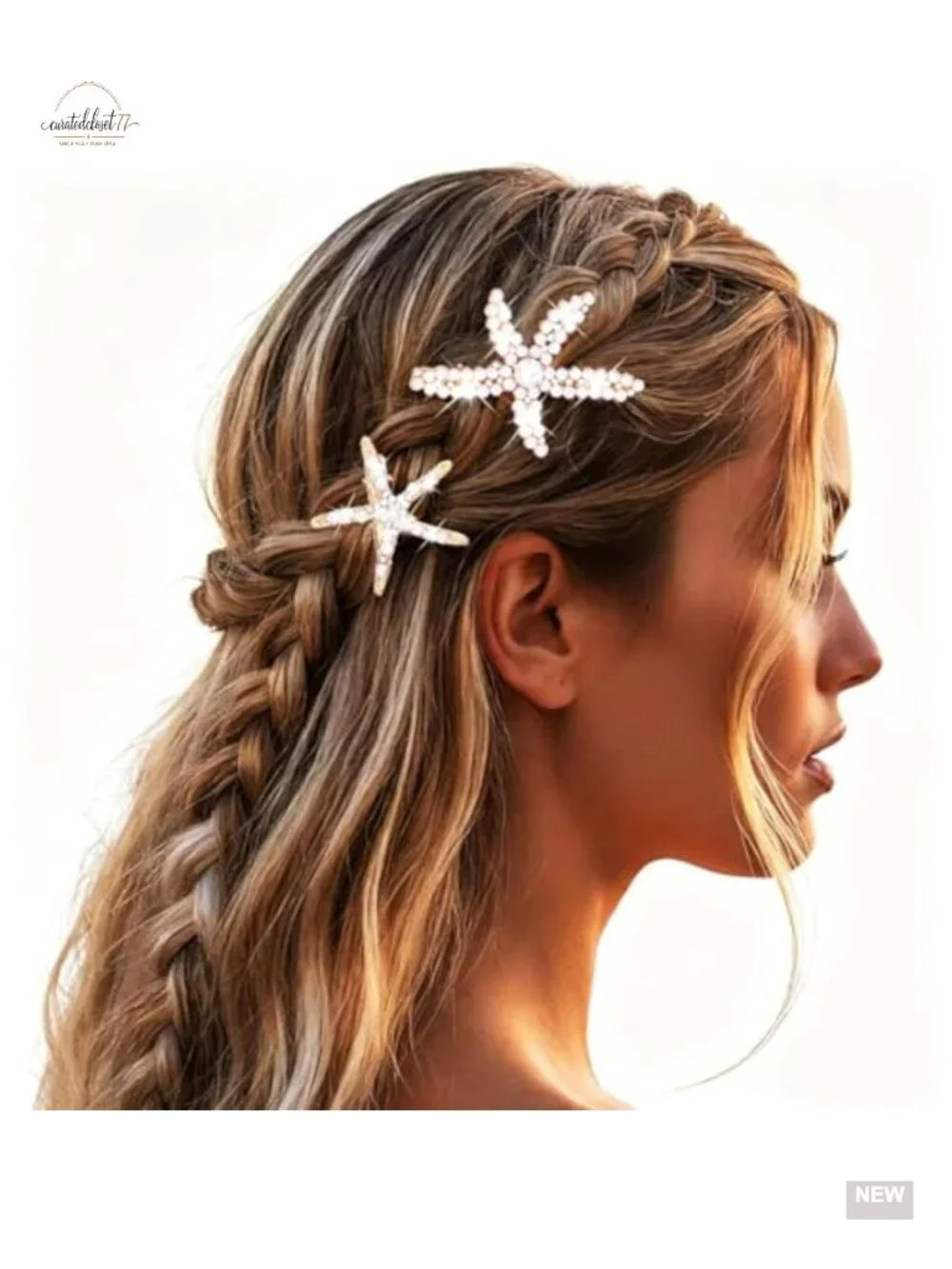 Starfish Hair Clips, Pearl Crystal Rhinestone Starfish Barrettes, Bridal Hair